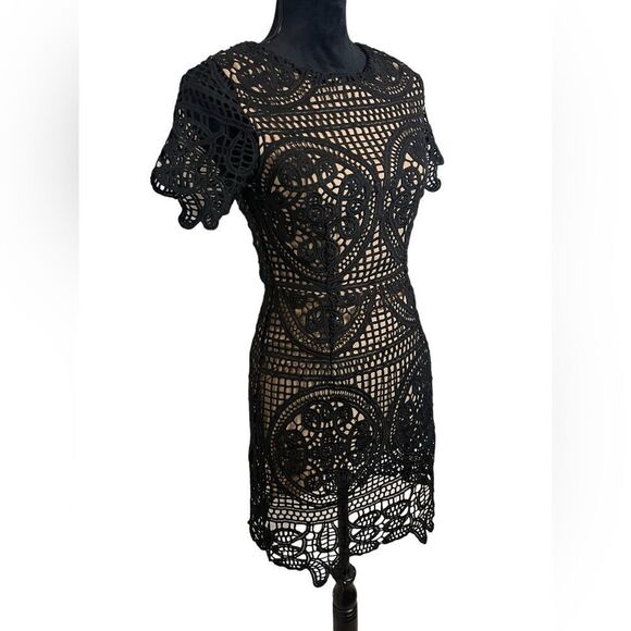 J.O.A. LOS ANGELES BLACK CROCHET LACE BODY-CON DRESS WOMENS SIZE SMALL - Picture 8 of 8